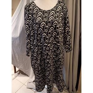 Eloquii Dress Black With White Swirls Sz 20 Office Feminine